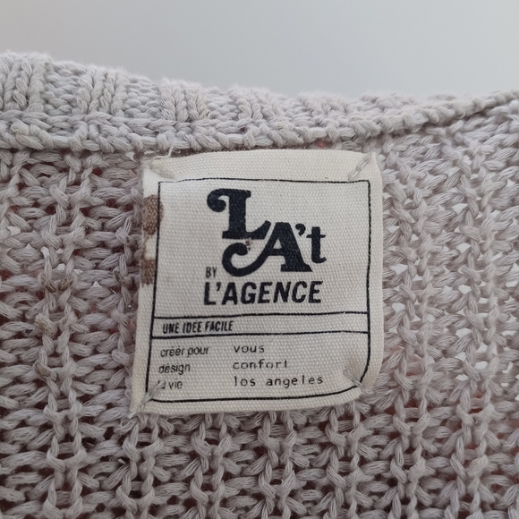 LA'T by L'Agence Open Knit-Paneled 100% Silket Cotton Jumper Sweater - Picture 15 of 16